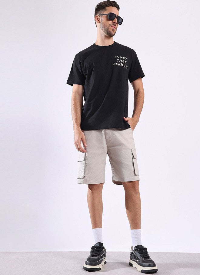 Hence Men Solid Self Design Linen Cargo Shorts - Image 5