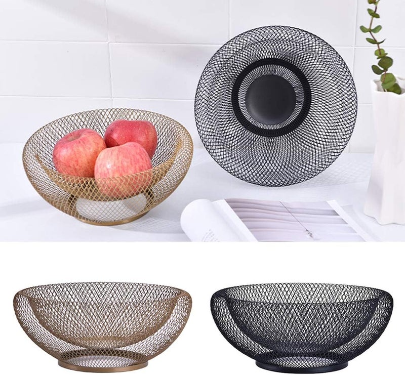 klarako Fruit Basket Round Fruit Basket Metal Fruit Bowl Vegetable Washing Basket Storage for Home Kitchen Restaurant Decor, 25.5x13cm  Black, as described - Image 5