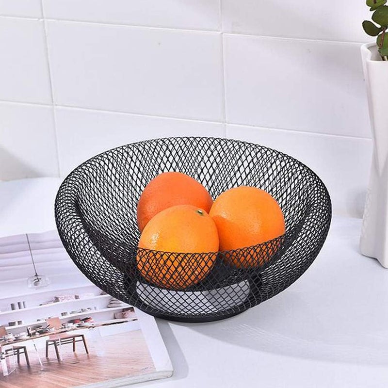 klarako Fruit Basket Round Fruit Basket Metal Fruit Bowl Vegetable Washing Basket Storage for Home Kitchen Restaurant Decor, 25.5x13cm  Black, as described - Image 4
