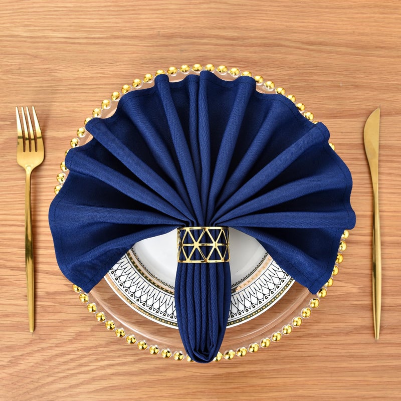 Nacuci Cloth Napkins Set of 6 Washable Dinner Napkins Square 18X18 Inch Navy Blue Reusable Table Napkin with Hemmed Edges for Hotel Restaurant Wedding Party Banquet Event - Image 2
