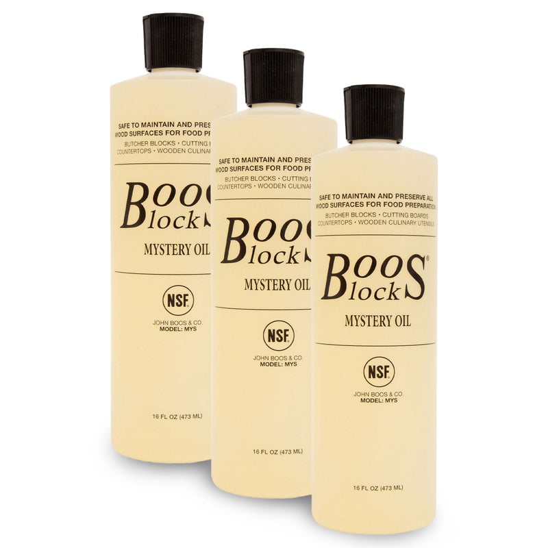 John Boos 3Pack Mystery Oil FoodGrade Care Set 16 oz AllNatural Maintenance Formula for Butcher Blocks Cutting Boards Wooden Countertops Wood Culinary Utensils