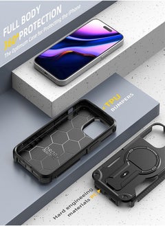 Xoopla Case Cover for iPhone 15 Pro Max Case 6.7" , Compatible with MagSafe,360 Full-Body Dropproof Heavy Duty Rugged Case with Built-in Kickstand Case for 15 Pro Max 2023 (Black)  - Image 4