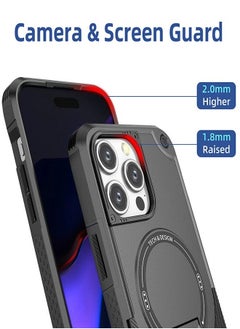 Xoopla Case Cover for iPhone 15 Pro Max Case 6.7" , Compatible with MagSafe,360 Full-Body Dropproof Heavy Duty Rugged Case with Built-in Kickstand Case for 15 Pro Max 2023 (Black)  - Image 3