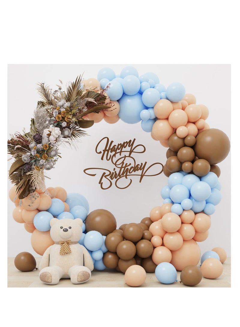 SYOSI 156pcs Brown Coffee Blue Balloon Garland Arch Kit with Boho Brown Nude Blue Balloons Gender Reveal and Birthday Party Decoration - Image 2