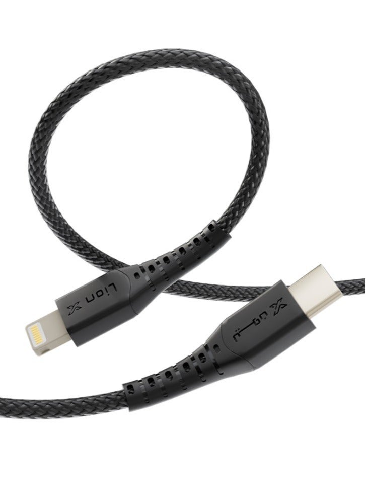 Lion X Fabric Charging Cable Type C Lightning 1 Meters Long 20W for IPhone and IPad - Image 2
