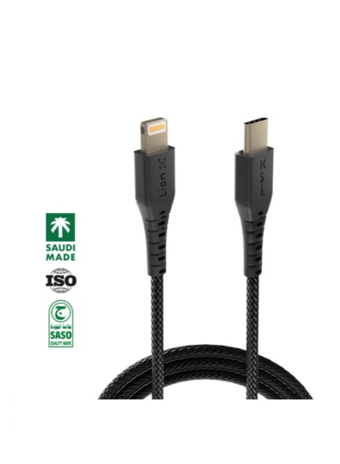 Lion X Fabric Charging Cable Type C Lightning 1 Meters Long 20W for IPhone and IPad - Image 4