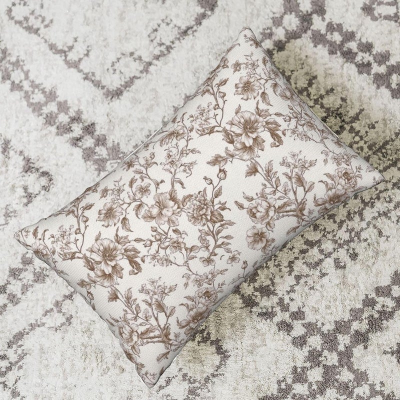 GOLIANDA Brown Pillow Covers 12x20 Inch Set of 2 Chinoiserie Floral Throw Pillows Vintage Rustic Toile Flower Decorative Pillow Cases Outdoor Chinoiserie Decor Lumbar Cushion Case for Couch Sofa Bed - Image 5