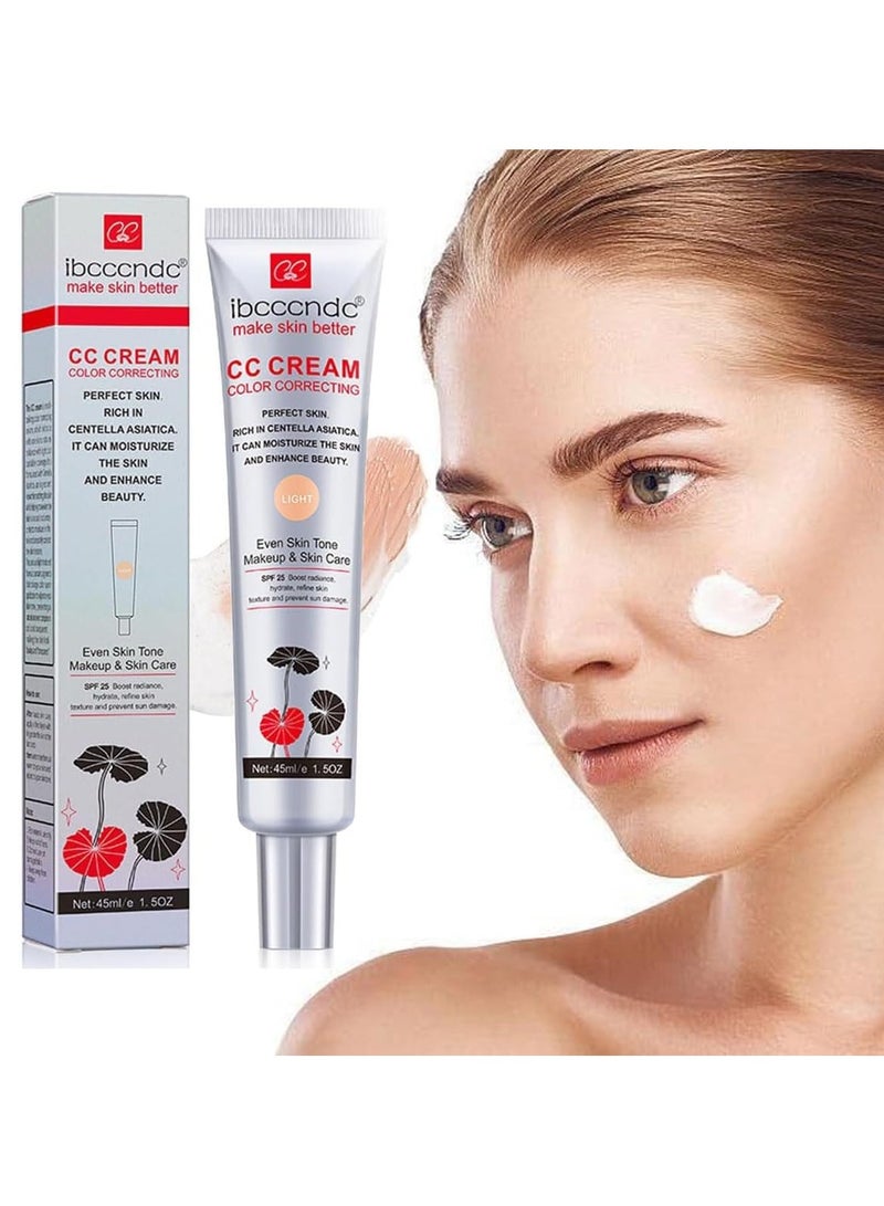 ibcccndc CC Cream Color Correcting with Centella, Multi-Purpose Skin Tone Adjusting CC Cream Concealer, SPF 25 Sunscreen Moisturizing Pre-Makeup Primer, Coverage Lightweight Foundation, Even Skin Tone - Image 1