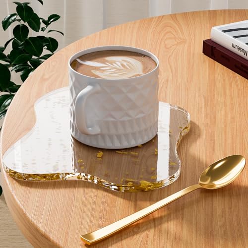 Leadiy Acrylic Coaster Decorative Plates Irregular Bar Drink Coaster Clear Cloud Shape Coffee Cup Coaster Perfect for Tabletop Protection and Accessories DisplayGold