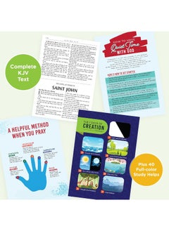 KJV Kids Bible, 40 Pages Full Color Study Helps, Presentation Page, Ribbon Marker, Holy Bible for Children Ages 8-12, Teal Hardcover  - Image 4
