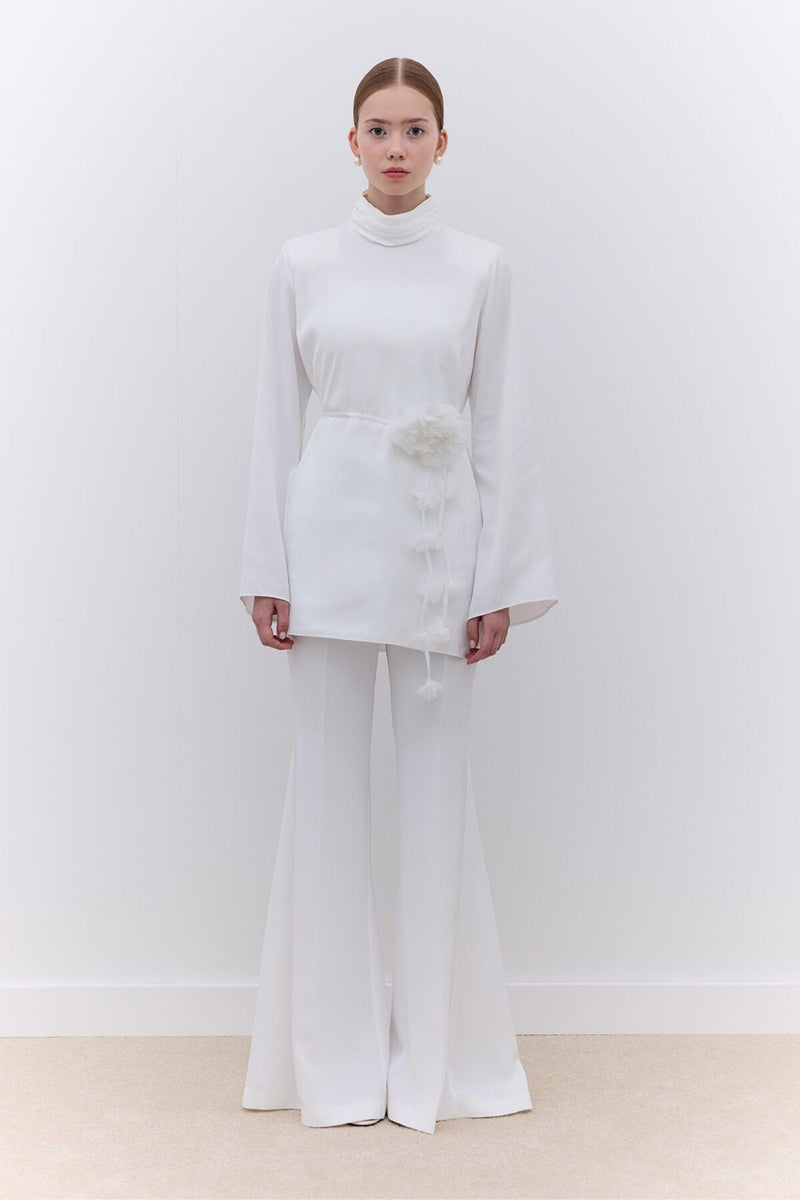 Manuka Satin Wide Sleeve Tunic Ecru  - Image 2
