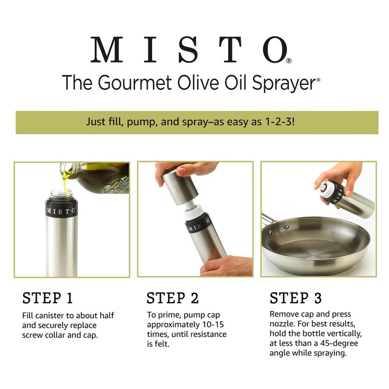 Misto Aluminum Oil Sprayer, Set of 2, Versatile Refillable Aerosol Sprayers for Olive Oil, Vinegar, Lemon Juice, Dressings, and More, Ideal for Cooking, BBQ, and Air Fryers - Image 4