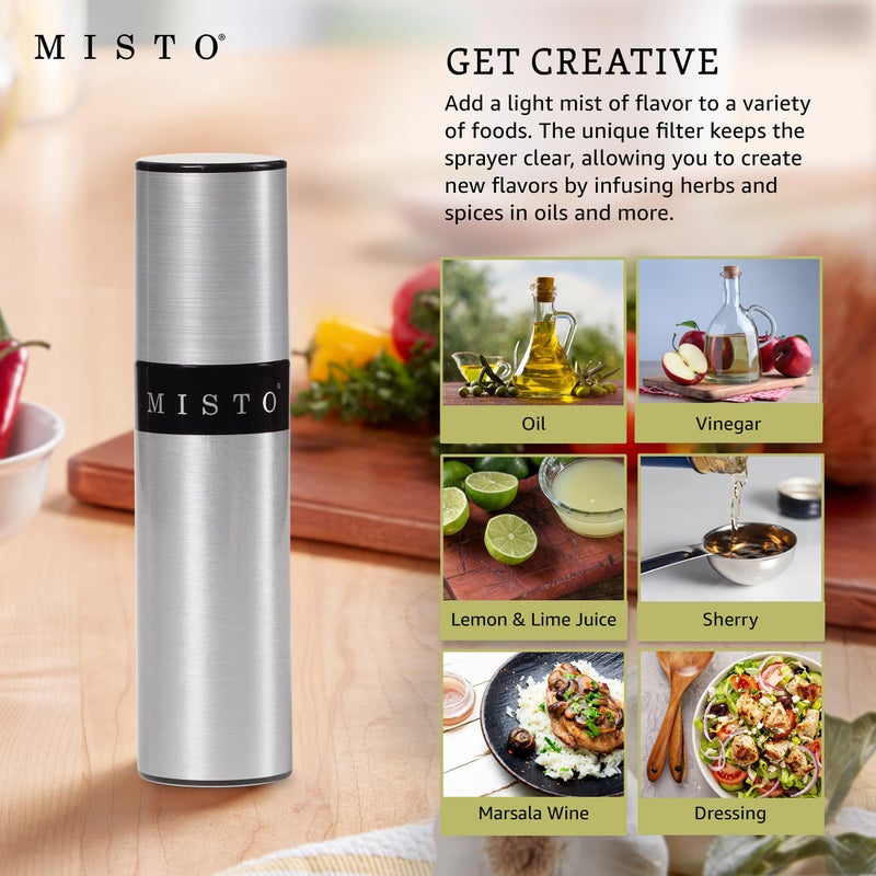 Misto Aluminum Oil Sprayer, Set of 2, Versatile Refillable Aerosol Sprayers for Olive Oil, Vinegar, Lemon Juice, Dressings, and More, Ideal for Cooking, BBQ, and Air Fryers - Image 3
