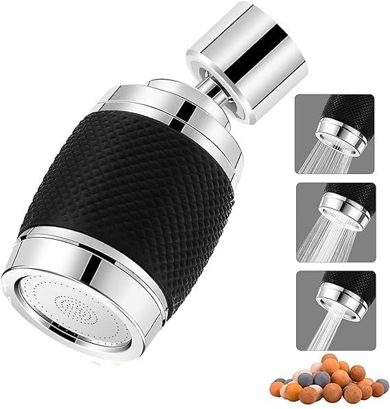 SOLDTRUE Kitchen Faucet Head 360° Rotatable 3-function Faucet Sprayer Replacement Nozzle Anti -Splash for Kitchen Sink(Black) - Image 1
