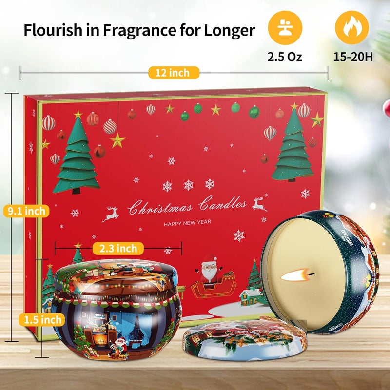 Primevolve Christmas Candles Gifts for Women, Scented Candles Set for 12 Bulk Home Aromatherapy, Strongly Fragrance Long Lasting Portable Travel Tin for Spa Bath Yoga - Image 3