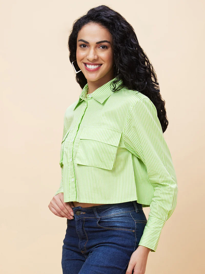 globus Globus Women Striped Cotton Shirt Style Top