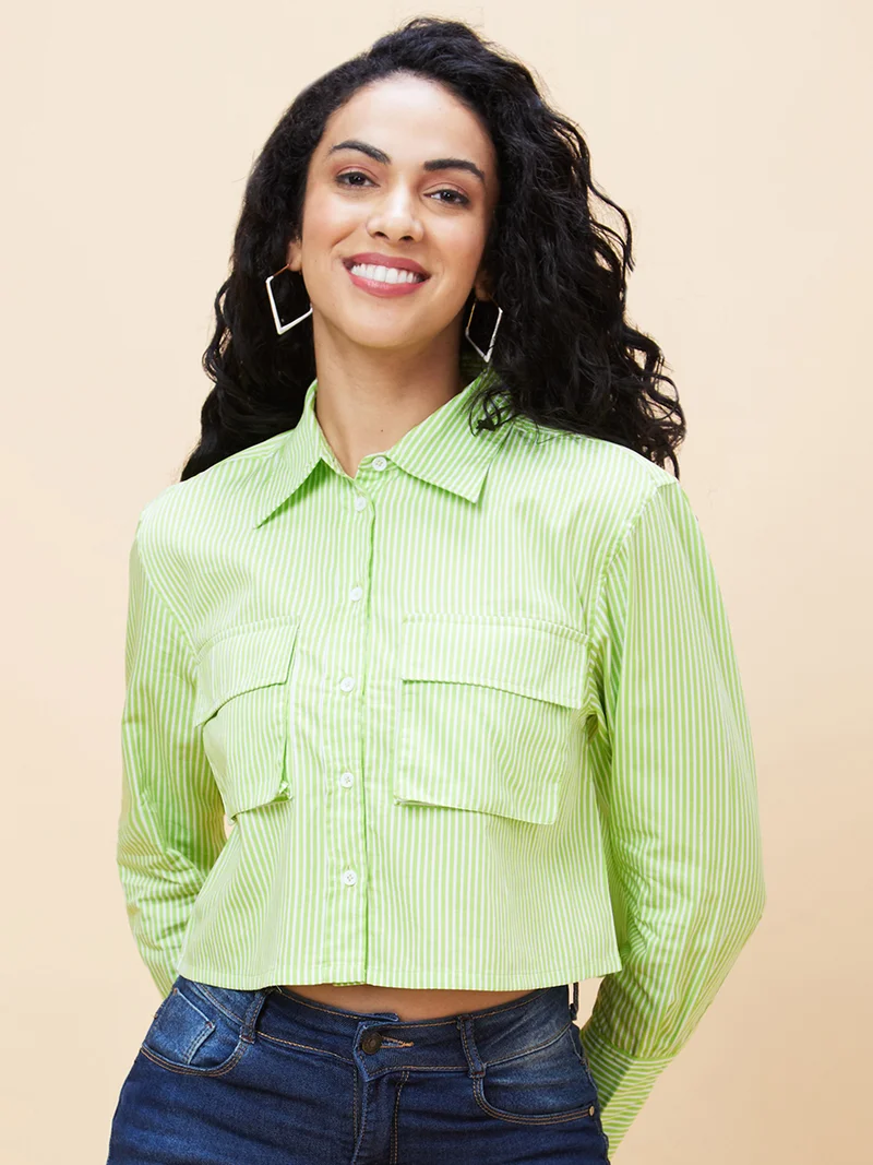 globus Globus Women Striped Cotton Shirt Style Top