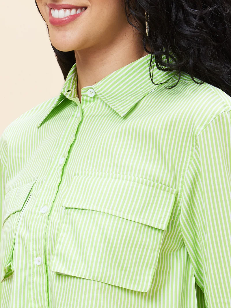 globus Globus Women Striped Cotton Shirt Style Top