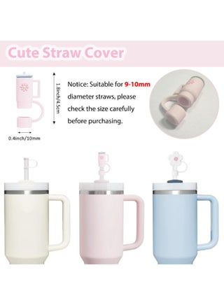 9 Pcs Stanley Cup Accessories Set Including 6 Pcs Silicone Spill Proof Stopper, 2 Pcs Straw Cover Cap for 9-10 mm Straws, 1 Pcs Silicone Boot for Stanley Cup Stanley 40oz & 30oz Tumbler (ROSE QUARTZ) - view 2