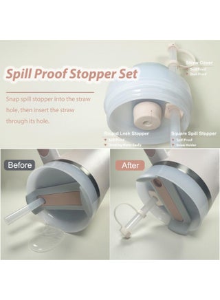 9 Pcs Stanley Cup Accessories Set Including 6 Pcs Silicone Spill Proof Stopper, 2 Pcs Straw Cover Cap for 9-10 mm Straws, 1 Pcs Silicone Boot for Stanley Cup Stanley 40oz & 30oz Tumbler (ROSE QUARTZ) - view 4