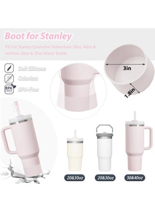 9 Pcs Stanley Cup Accessories Set Including 6 Pcs Silicone Spill Proof Stopper, 2 Pcs Straw Cover Cap for 9-10 mm Straws, 1 Pcs Silicone Boot for Stanley Cup Stanley 40oz & 30oz Tumbler (ROSE QUARTZ) - view 3