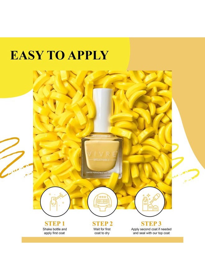 V VIVRE Nail Polish, Quick Dry and Shiny Halal Nail Polish For Girls, Vegan and Non Toxic Nail Polish For Women, Long Lasting, Certified Breathable and Water Permeable - Going Bananas  - Image 2