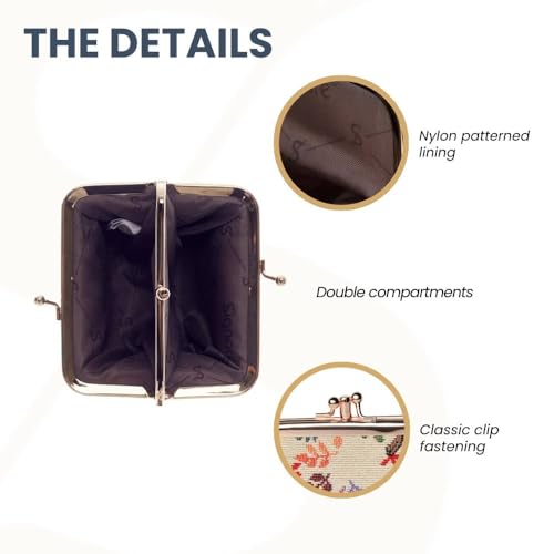 Signare Tapestry Double Pocket Change Pouch Kiss lock Coin Purse for Women With Owl Design (FRMP-OWL) - Image 4