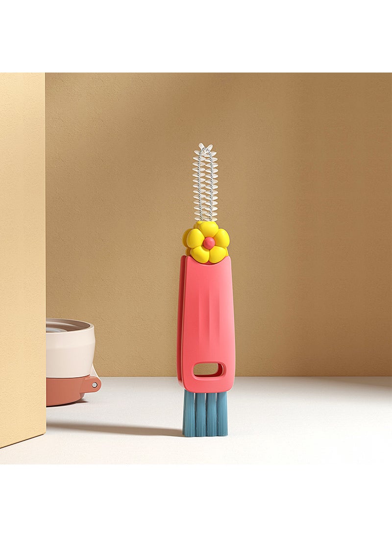 Generic - 3-in-1 Crocodile Lid Brush Thermal Cup Cleaner Joseph Red-(Petals Cup Lid Brush) - Image 1
