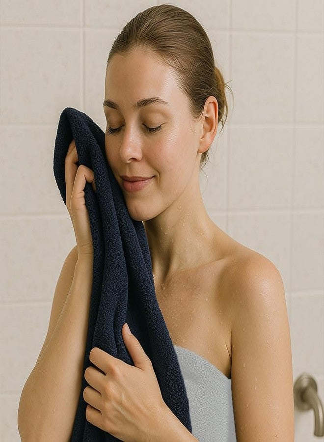 SupremePlus Premium Navy Blue Bath Towels 24x50 - Pack of 4-100% Ring Spun Cotton, 500 GSM Thick & Ultra Absorbent Towels for Bathroom, Spa, Gym & Hotel Use - Quick Dry, Easy Care Towel Set - Image 5