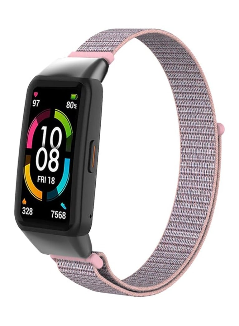 Nylon Band for Honor Band 6/Huawei Band 6 Pro/Huawei Band 6,Nylon Watch Strap Sport Wristband Soft Replacement Watch Strap Adjusable Wrist for Women Men (Pink) - Image 1