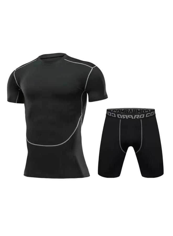 Generic Swimsuit Men's Top Anti-embarrassment Adult Swimming Diving Suit Suit Summer Men's Swimming Trunks Men's Full Body Sun Protection Long Sleeve-Color:Short Sleeve + Cropped Pants-  - Image 1