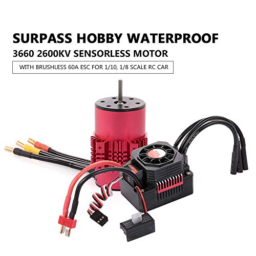 GoolRC محرك جوجل آر سي سورباس هواي 3660 بدون فرش ومجموعة وحدة التحكم الإلكترونية، محرك بدون فرش 2600KV ووحدة تحكم 60A لسيارة شاحنة RC بمقياس 1/10 ملحق لا غنى عنه لعشاق التعديل - Image 2