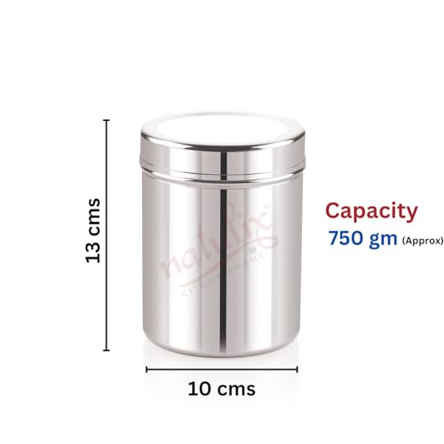 NATULIX 750gms Stainless Steel Containers for kitchen | Kitchen Containers Set | Silver (1000ml - 6pcs) Food Grains Capacity - 750gms Approx. - Image 3