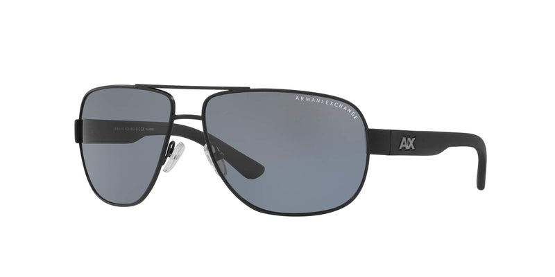 Armani Exchange نظارات شمسية مستطيلة للرجال من A|X ARMANI EXCHANGE AX2012S، أسود غير لامع/رمادي مت polarized، 62 مم - Image 1