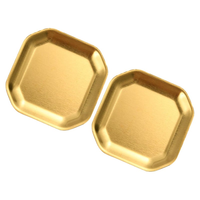 Gold Stainless Steel Octagonal Appetizer Plates Set of 2 10 4cm Korean Style Snack Dishes - Image 2