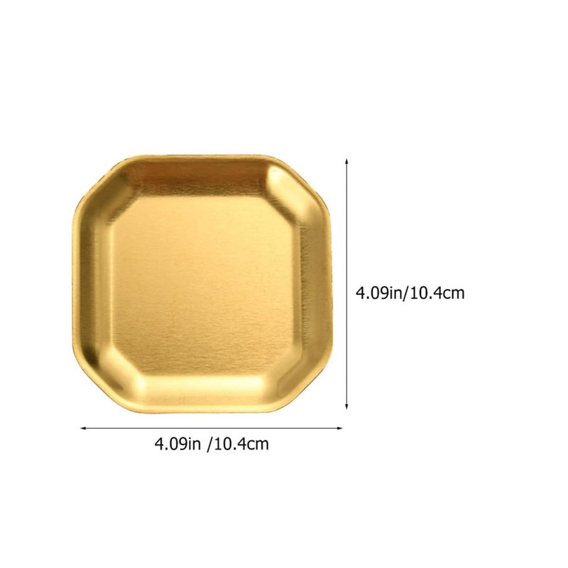 Gold Stainless Steel Octagonal Appetizer Plates Set of 2 10 4cm Korean Style Snack Dishes - Image 3