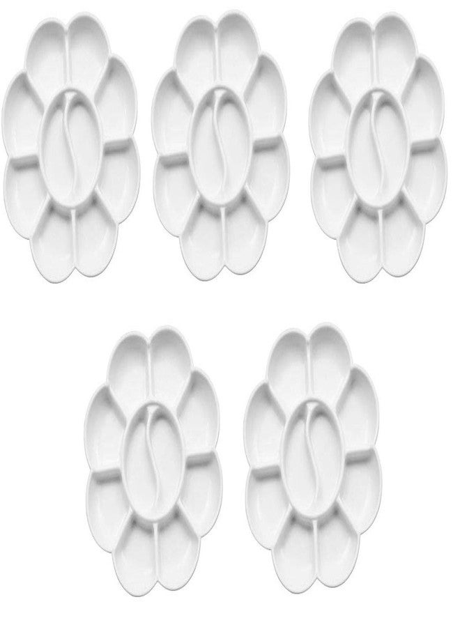Eascan Art Color Palette for Paint Mixing, Mountable, 8 Color compartments, 2 Water Storage Compartment, Size: 138 MM Diameter, CP03, Flower Small Pack of 5. - Image 1