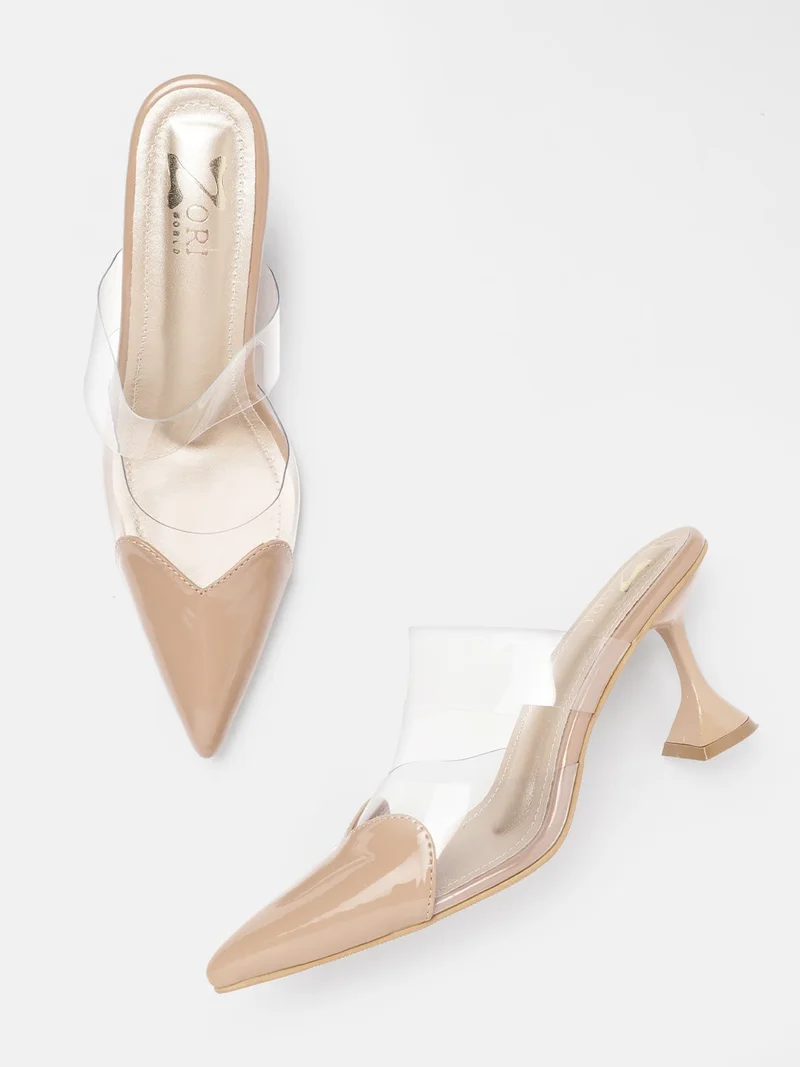 ZORIWORLD Nude Amor Nude Heart Heels for Elegant Evening - Women High Heels, 3 Inch Block Heel for Women | Best Price UAE