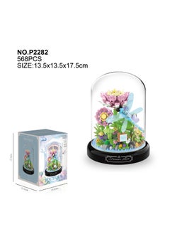 High Micro Particles Creative Assembling Building Blocks Toys P1289-P2370 Flower Series Delivery-Color:High-P2282 Lotus Pond Moonlight Dragonfly Lotus