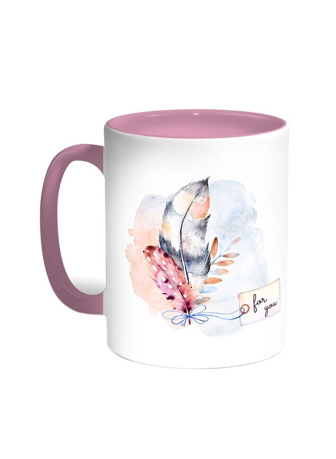 RYN For You Printed Coffee Mug Pink/White 11ounce