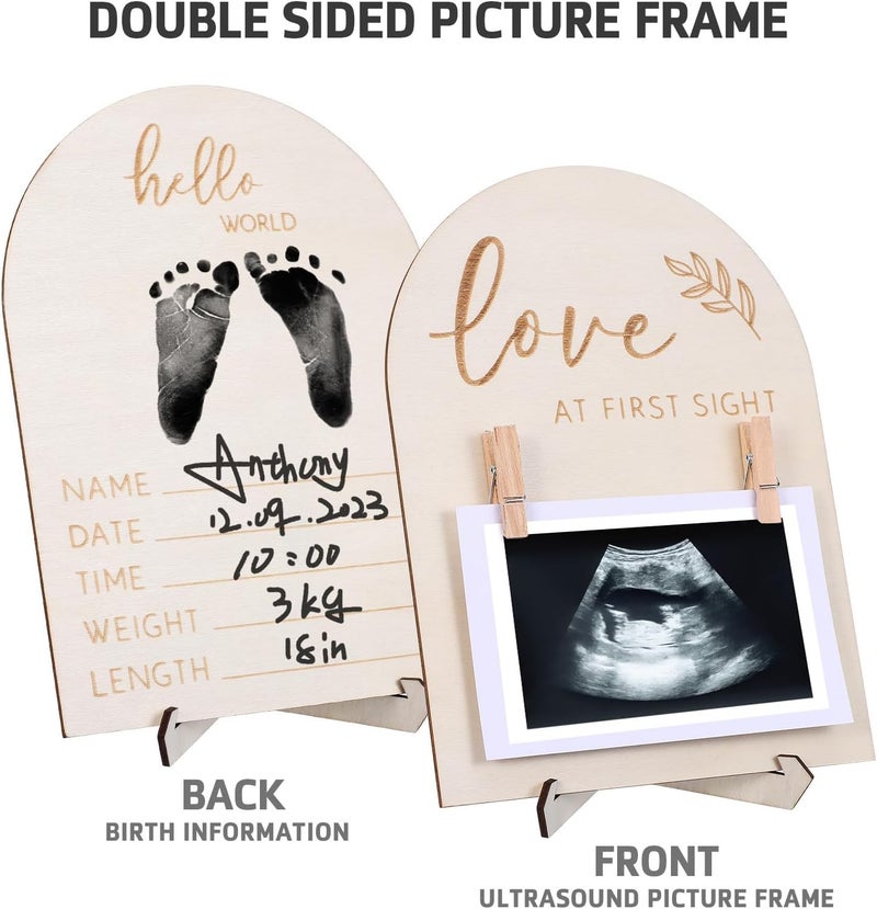 LALAFINA Wooden Sonogram Picture Frame 15x10cm Boxwood with Stand and Clip, Photo Frame for Shower Nursery Decor Keepsake - Image 3
