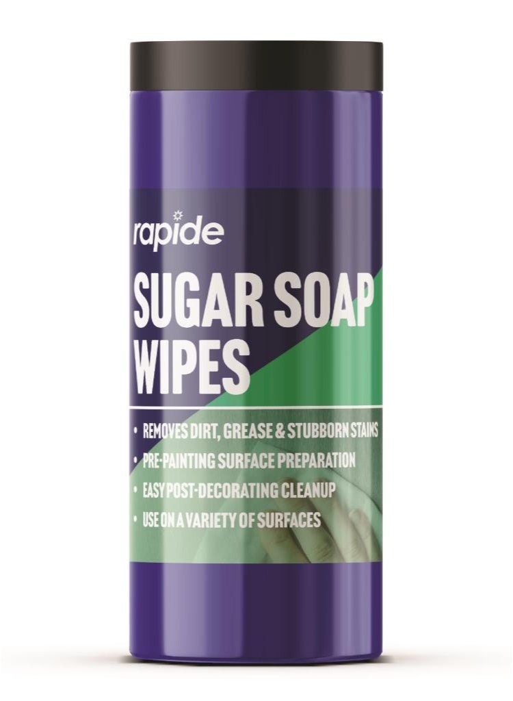 Rapide Products Rapide Sugar Soap Wipes 80pk – Pre-Painting Surface Cleaner, Removes Dirt, Grease & Stains, Ideal for Decorating Prep & Cleanup - Image 2
