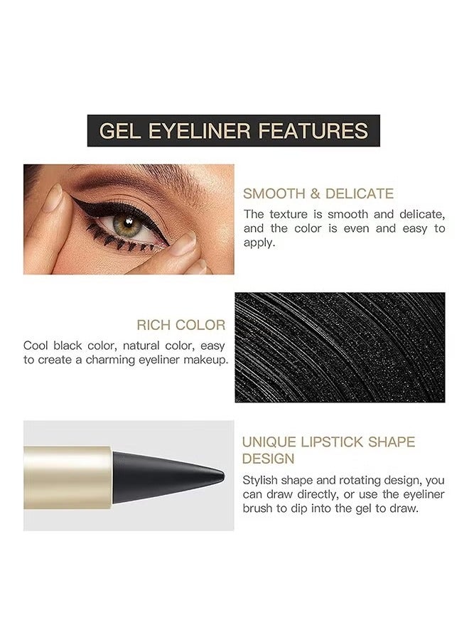 SELINE GIRL Smooth Gel Eyeliner，Gel Eyeliner Pencil ,Natural Black Eyeliner Cream Waterproof Smudge Proof,Eye Liner Black Smokey Eyeshadow Palette Stick Crayon,Goth Halloween Makeup，#04 Black - Image 5