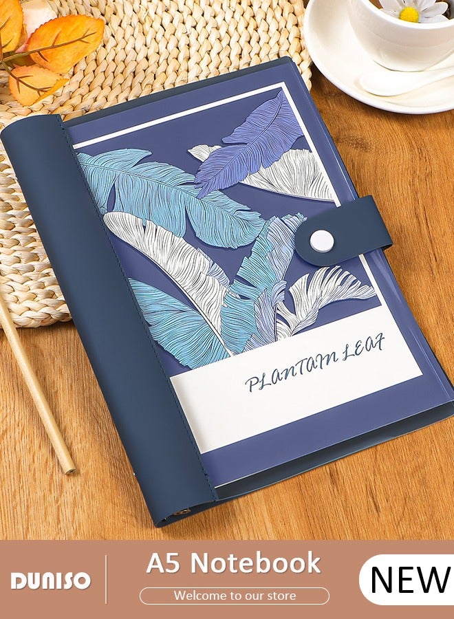 DUNISO دفتر A5، دفتر محمول مع مجلد، دفتر يوميات بخطوط عرضية للنساء والرجال، دفتر مع نواة داخلية قابلة للاستبدال، تصميم غلاف شفاف، دفتر ملاحظات بغلاف صلب للكتابة، السفر، العمل والمدرسة - Image 1