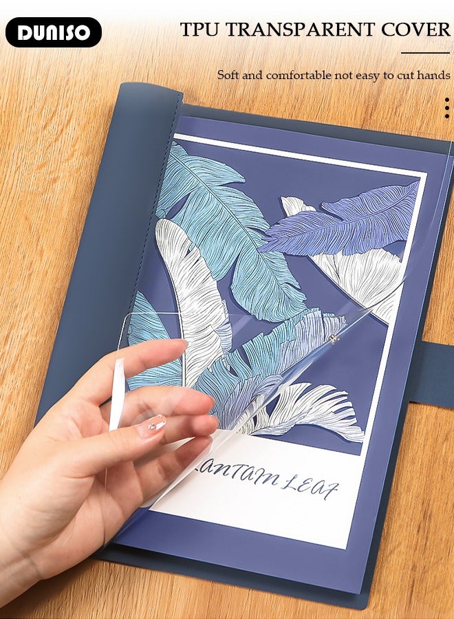 DUNISO دفتر A5، دفتر محمول مع مجلد، دفتر يوميات بخطوط عرضية للنساء والرجال، دفتر مع نواة داخلية قابلة للاستبدال، تصميم غلاف شفاف، دفتر ملاحظات بغلاف صلب للكتابة، السفر، العمل والمدرسة - Image 3