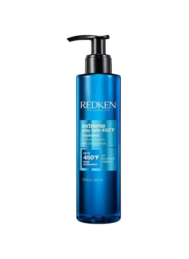 Redken Extreme Play Safe Heat Protectant Spray & Leave In Conditioner| For All Hair Types | Helps Reduce The Appearance of Split Ends | With Tourmaline | 6.8 Fl Oz