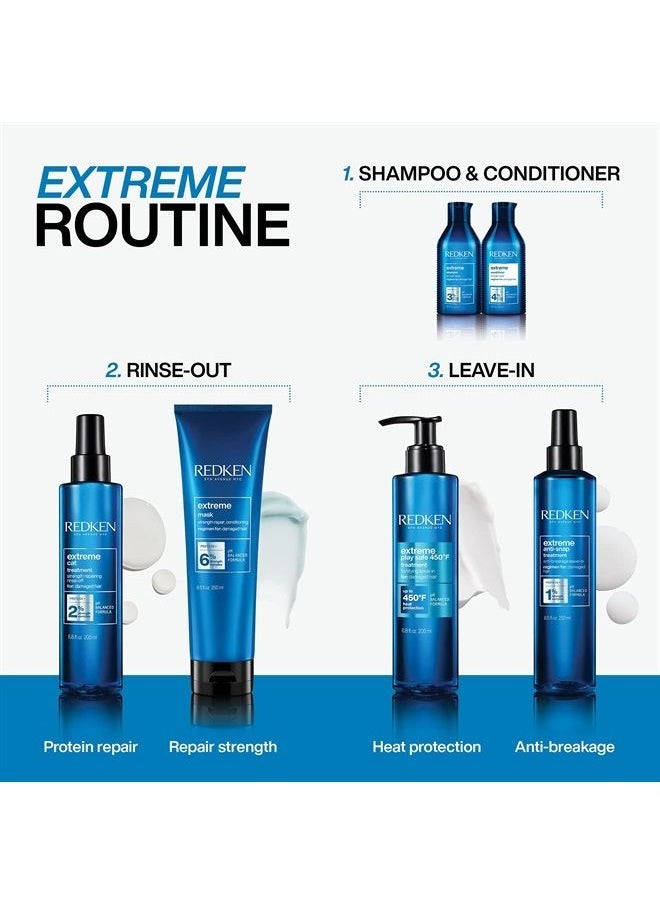 Redken Extreme Play Safe Heat Protectant Spray & Leave In Conditioner| For All Hair Types | Helps Reduce The Appearance of Split Ends | With Tourmaline | 6.8 Fl Oz