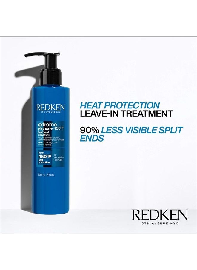 Redken Extreme Play Safe Heat Protectant Spray & Leave In Conditioner| For All Hair Types | Helps Reduce The Appearance of Split Ends | With Tourmaline | 6.8 Fl Oz