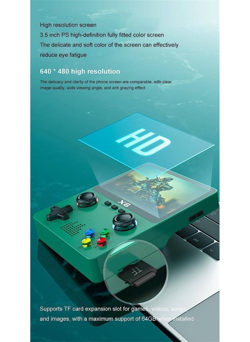 X6 Retro Handheld Game Console, 3.5 Inch OCA IPS Display, 10000+ Games, 32GB, Dual 3D Joysticks - Image 4