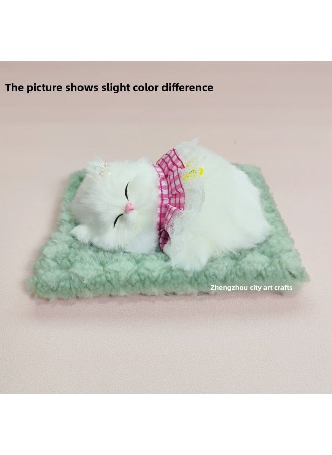 Generic - Bamboo Charcoal Cloth Pad Simulation Cats Cats Calling Car Decoration Ornaments Simulation Animals Simulation Flower Basket Cats-Color:Green Bamboo Charcoal Cloth Mat + Rose Red Skirt Cat Can Bark - Image 1